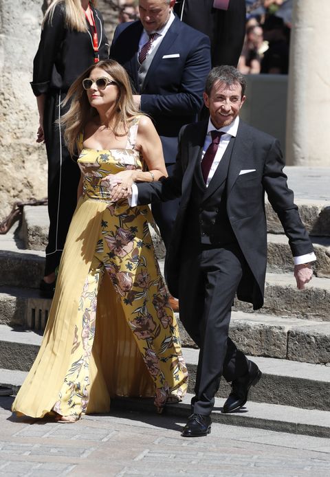 presenter pablo motos and laura llopis during the wedding of sergio ramos and pilar rubio in seville on saturday, 15 june 2019