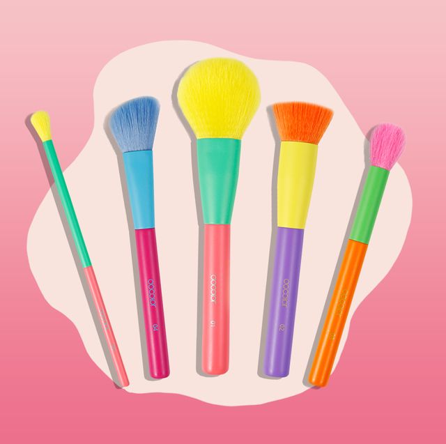 colorful makeup brushes