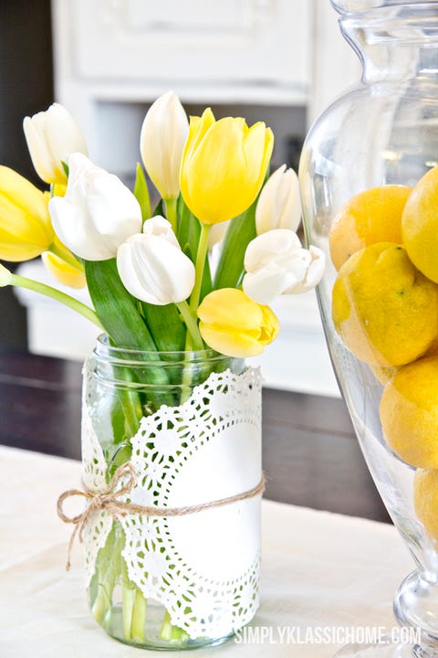 doily mason jar spring centerpiece