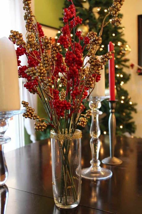 christmas table decorations  faux holly centerpiece