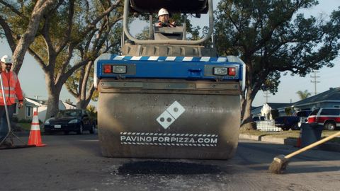Domino's Pizza paving potholes
