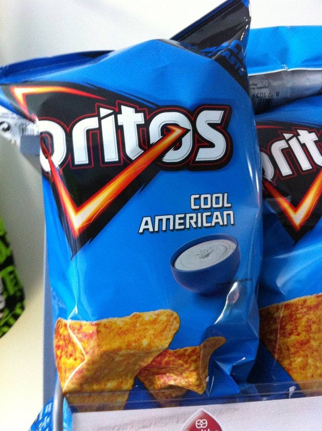 Cool ranch doritos are called cool american flavour in the netherlands