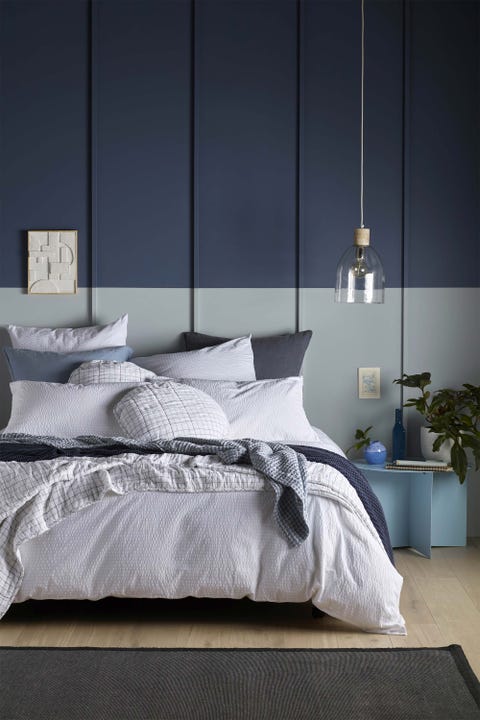 dormitorio en tonos de azul