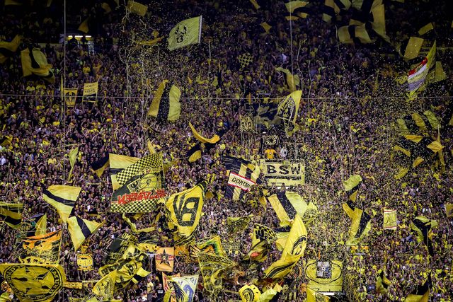 dortmund, germany   august 26 yellow wall "gelbe wand" with fans of borussia dortmund prior to the bundesliga match between borussia dortmund and rb leipzig at signal iduna park on august 26, 2018 in dortmund, germany photo by maja hitijbongartsgetty images