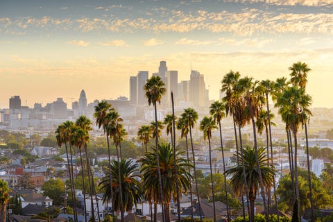 downtown los angeles at sunset