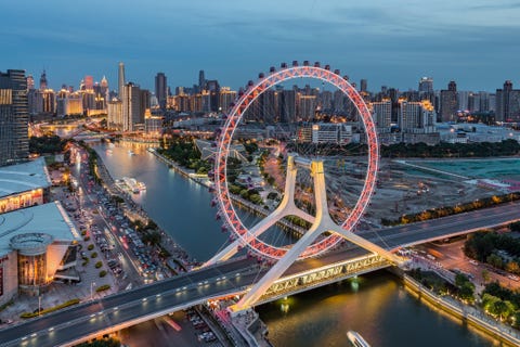 downtown tianjin at night