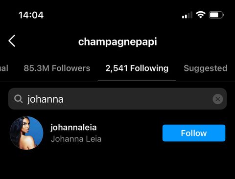 drake and johanna following each other on ig
