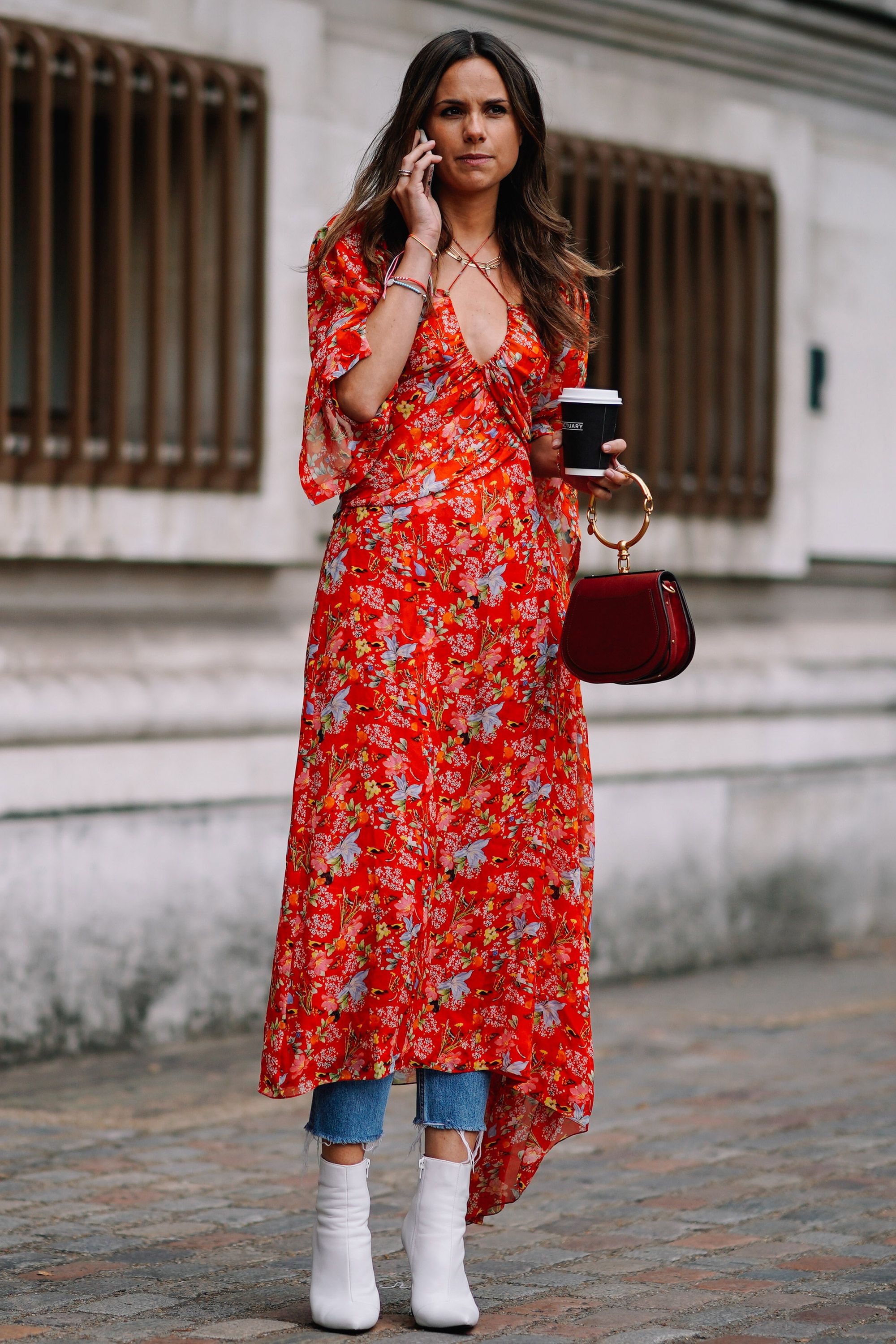 maxi dress over jeans