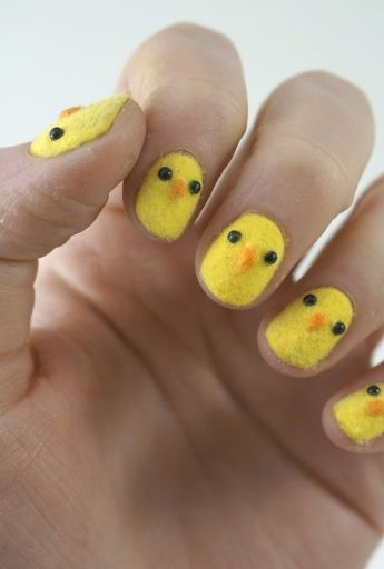 easter nail designs - fuzzy chicks