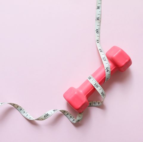 dumbbell and measure tape