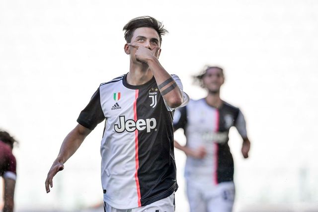 turin, italy   july 04 paulo dybala of juventus celebrates after scoring his teams first goal during the serie a match between juventus and torino fc at allianz stadium on july 04, 2020 in turin, italy photo by daniele badolato   juventus fcjuventus fc via getty images