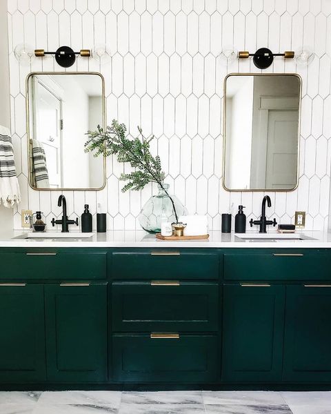 Inspiración: ideas de decoración en verde para baños modernos