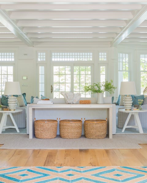 White, Furniture, Room, Blue, Table, Property, Interior design, Building, Coffee table, Home, 