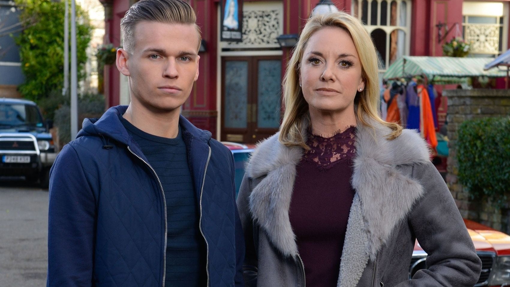 Charlie Winter and Tamzin Outhwaite as Hunter and Mel Owen in EastEnders Charlie Winter and Tamzin Outhwaite as Hunter and Mel Owen in EastEnders
