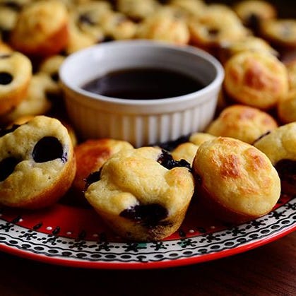 pancake mini muffins with maple syrup dipping sauce