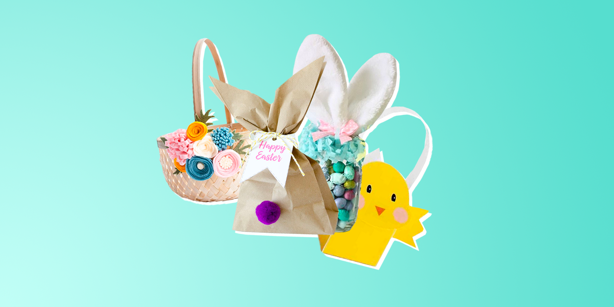 Easter Gift Bags with Easter Bunny Eggs Set of 4