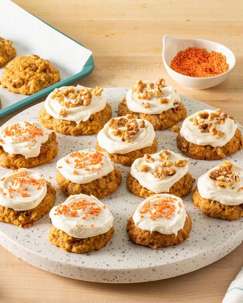carrot cake cookies with orange sprinkles and nuts