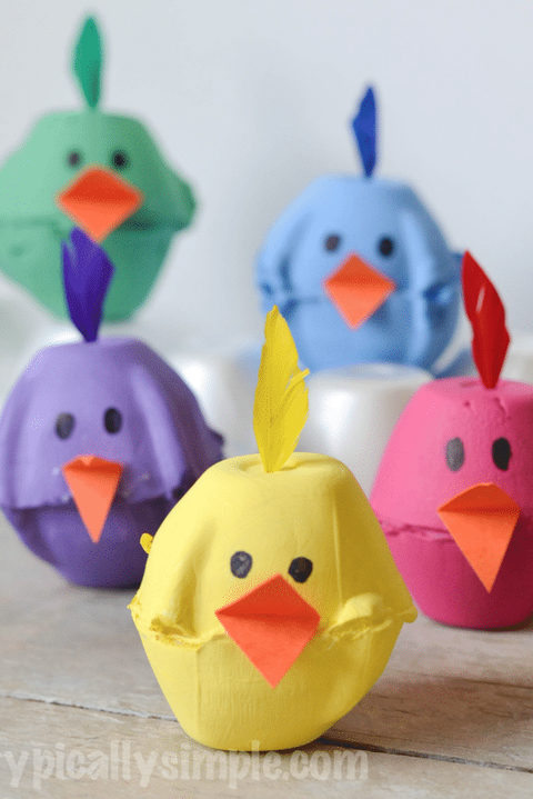 Manualidades de Pascua Cartón de huevos Pollitos de primavera Bricolaje fácil para niños