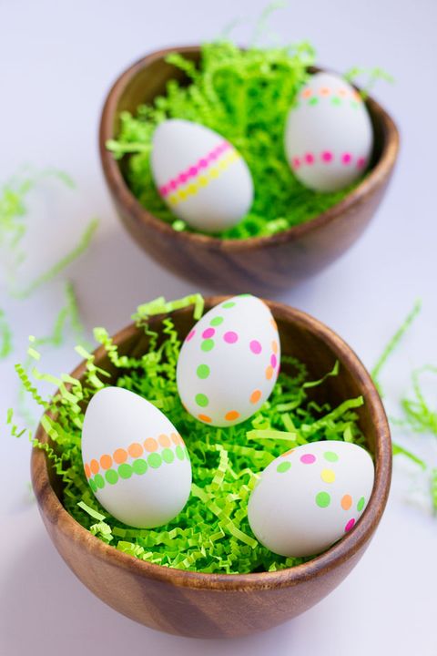 Ostern Crafts Neon gepunktete Eier einfach super einfach DIY