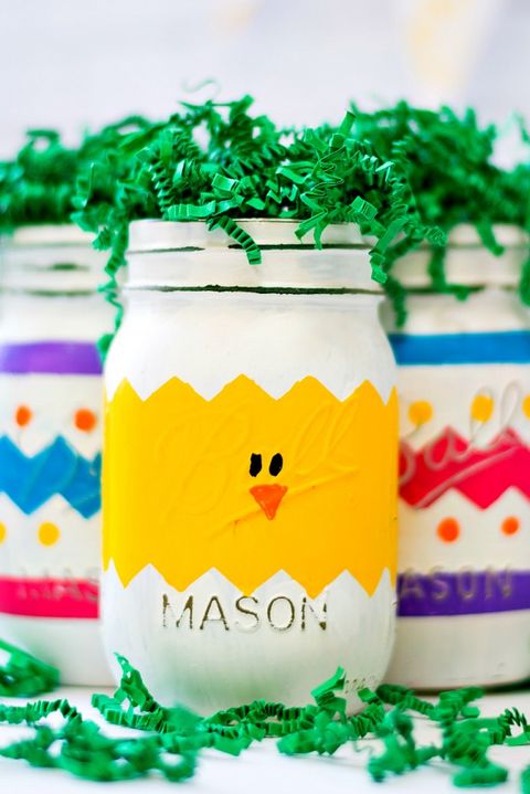 Bricolages de Pâques Peeps Mason Jar DIY avec les enfants