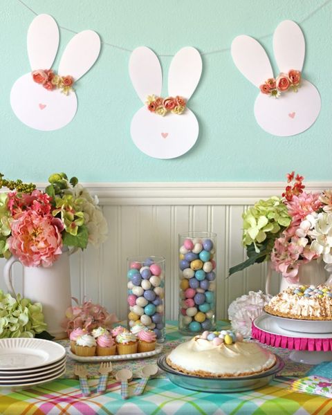 easter decorations floral crown bunny banner
