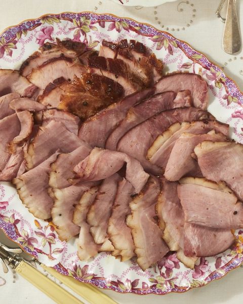 slow cooker ham sliced on platter