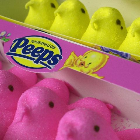 pink and yellow peeps in packages
