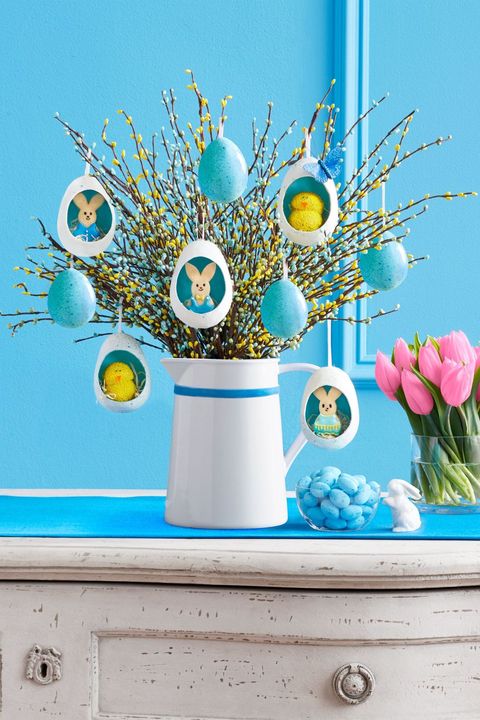 easter table decor hanging egg centerpiece