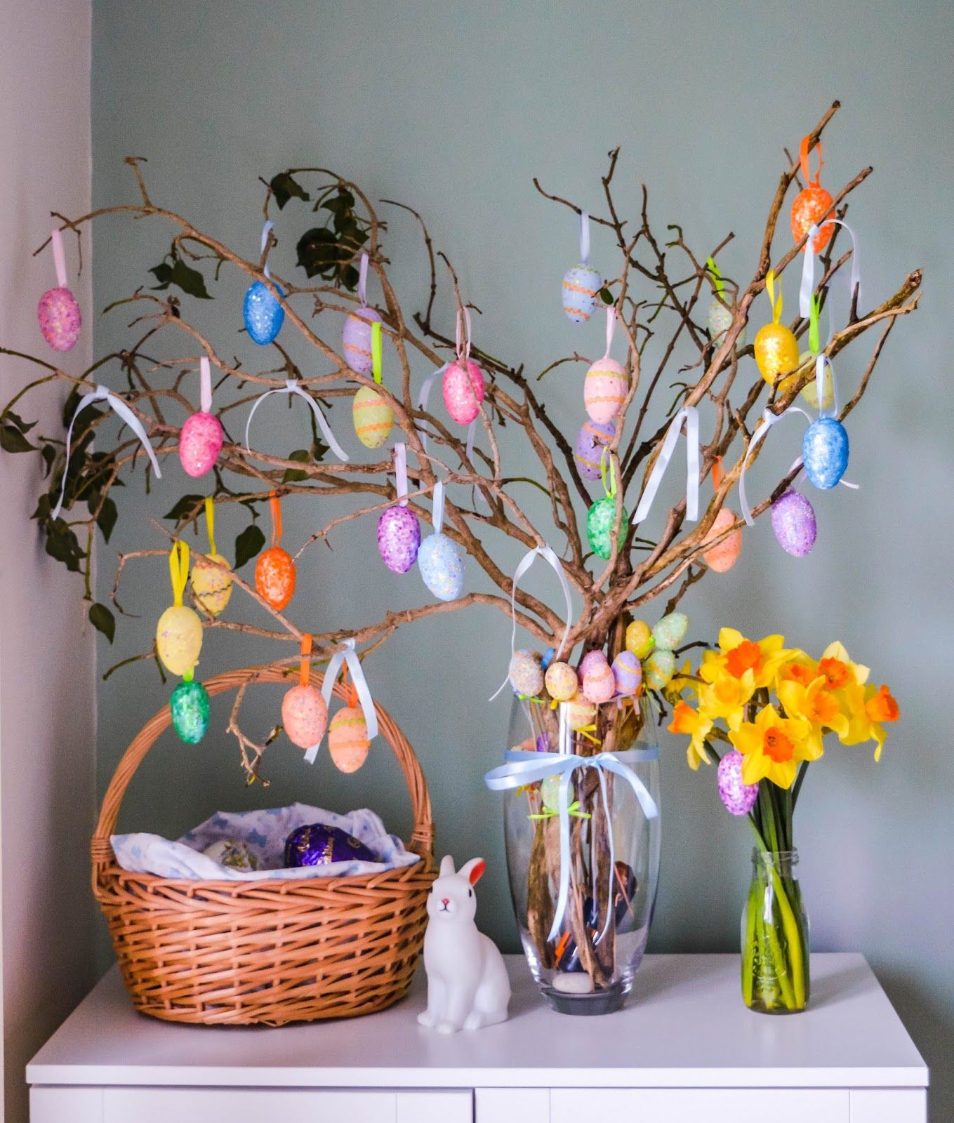 Easter Egg Tree Branches Home Decoration Painting Field Spring Decor Party U5C5 