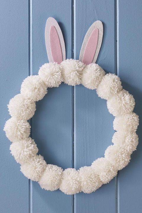 easter wreath pom pom bunny wreath