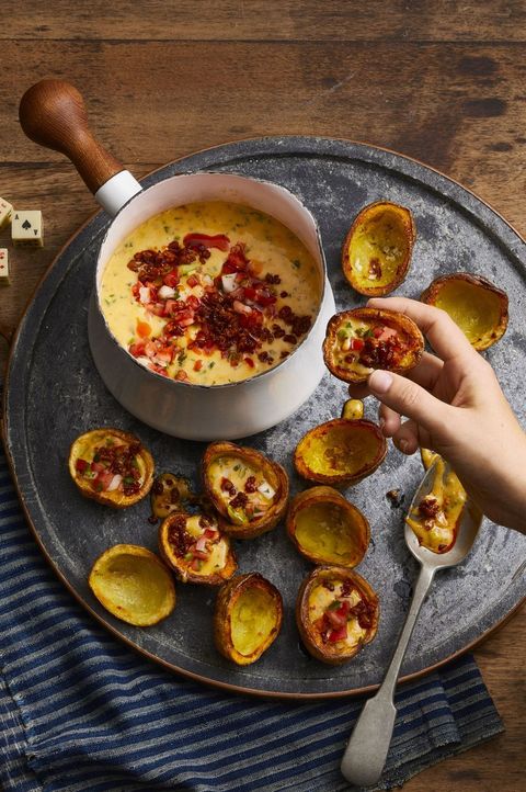 New Year's Eve Appetizers - Chorizo Queso with Potato Skins
