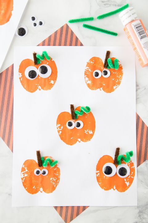 easy halloween crafts for kids pumpkin apple stamps