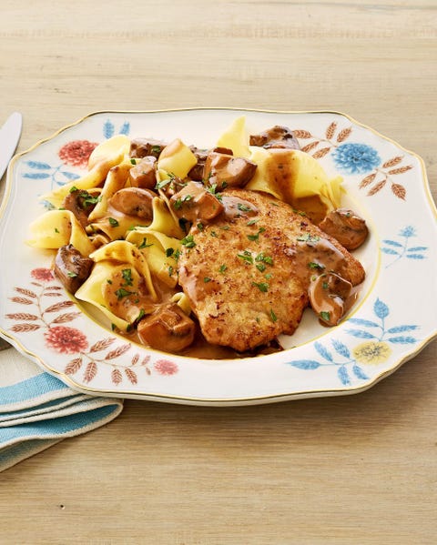 pork marsala with mushrooms and noodles