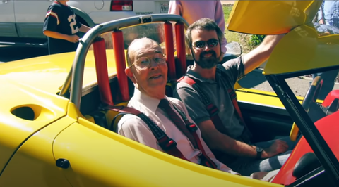 Martin Eberhard drives radar detector icon Michael Valentine around in an AC Propulsion tzero. martin eberhard drives radar detector icon michael valentine around in an ac propulsion tzero