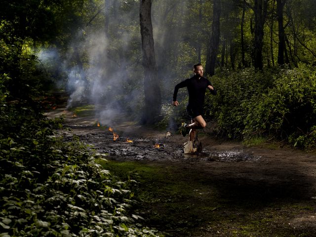 man running extreme trails through jungles and mountains