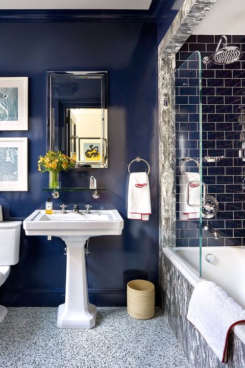 Creative Bathroom Tile Design Ideas, Navy And White Bathroom Floor Tiles