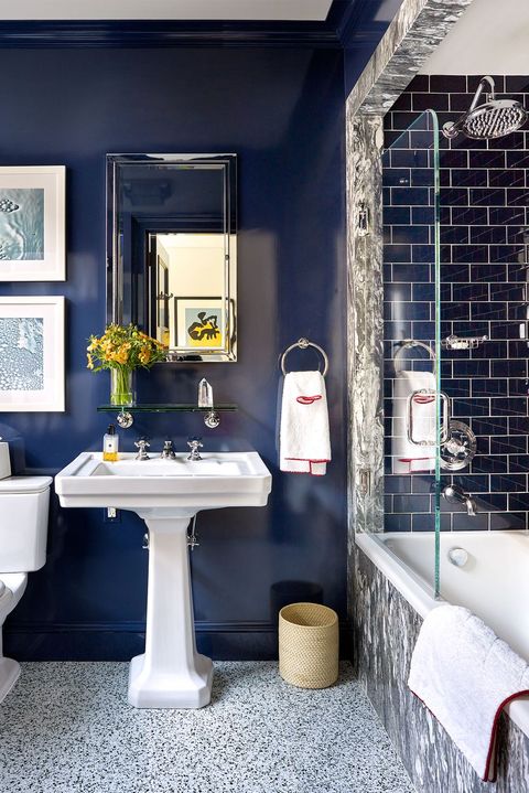 80 Small Bathroom Decor Ideas How To Decorate A - Small Dark Blue Bathroom Ideas