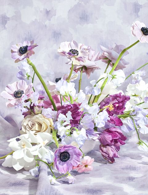 floral bouquets against fabrics