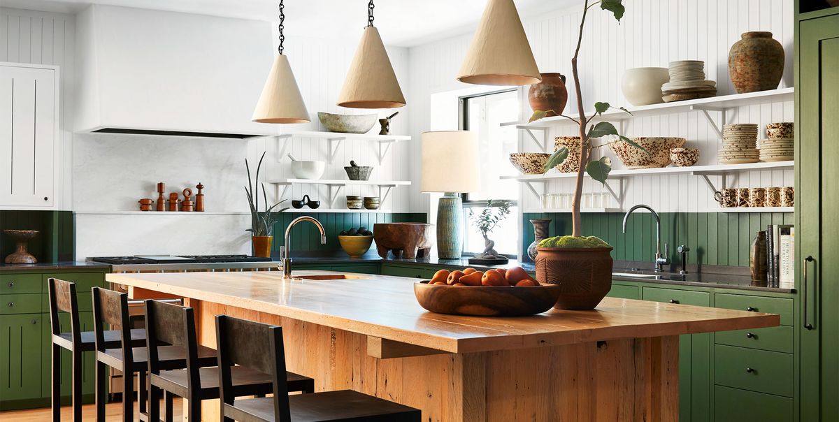 Green Kitchen Cabinets, Green Kitchen Countertop Ideas