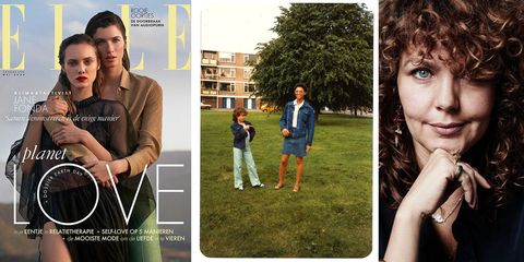 Edine Russel op een portretfoto + een vintage foto uit haar eigen foto-album