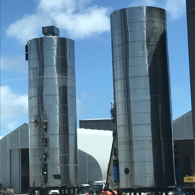 two of spacex's starship prototypes at the boca chica, texas, test facility