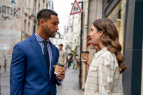 emily in paris l to r lucien laviscount as alfie, lily collins as emily in episode 205 of emily in paris cr stéphanie branchunetflix © 2021