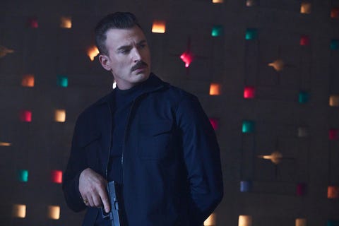 the gray man 2022 chris evans as lloyd hansen cr paul abellnetflix © 2022