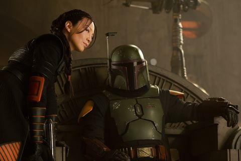 l r fennec shand ming na wen and boba fett temura morrison in lucasfilm's the book of boba fett, exclusively on disney © 2021 lucasfilm ltd  ™ all rights reserved