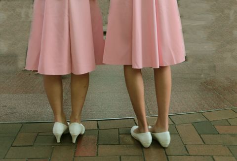 Pink, White, Clothing, Human leg, Footwear, Leg, Shoe, Fashion, Dress, Joint, 