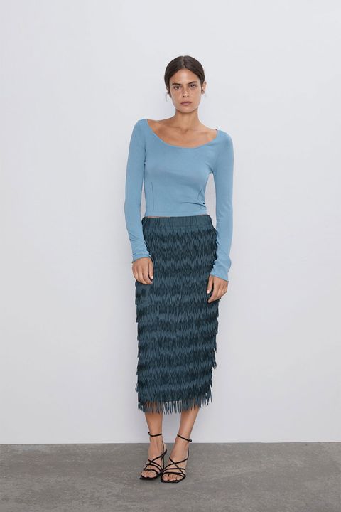 falda midi de Zara inspirada en un vestido Marta Ortega