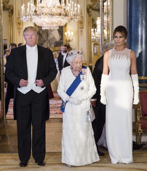 Melanis Trump of Dior at the Gala Dinner in Honor of the President of the United States at Buckingham Palace