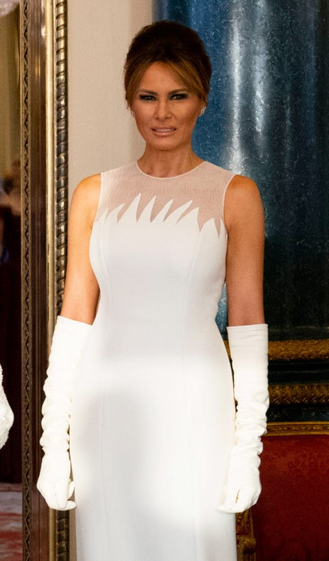 Melanis Trump of Dior at the Gala Dinner in Honor of the President of the United States at Buckingham Palace