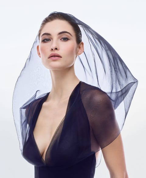 model grace elizabeth in a hooded dress