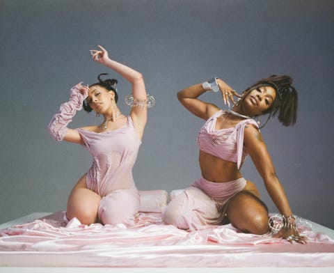 Doja Cat and SZA wear Di Petsa doja cat, spa, goddess dressing, classics lesson, front row